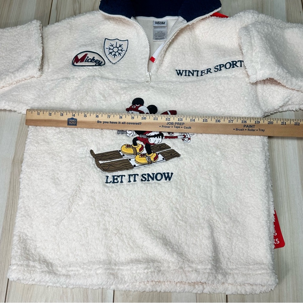 Disney Women's Mickey Mouse Ski Sherpa Quarter-Zip Sweater‎ Pullover Size XS New - Picture 6 of 13